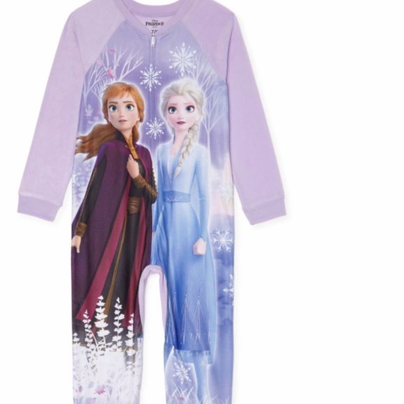 NWT 10 12 Frozen Anna Elsa sleeper pajamas holiday - Picture 1 of 5